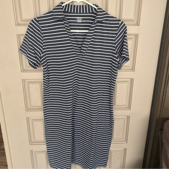 Super Cute Short Jockey Tee Dress Collar/Short Sleeves SzS Blk/Wht Stripes - Picture 7 of 7